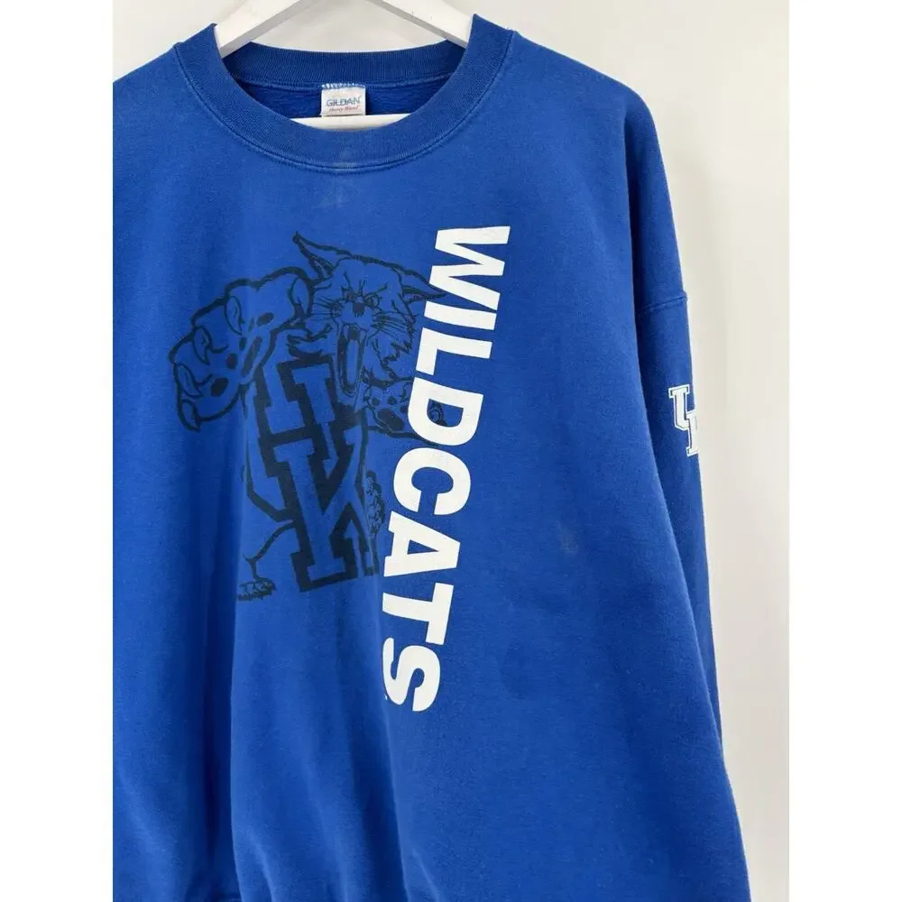Vintage UK Kentucky Wildcats Sweatshirt Mens XL Blue Pullover Graphic Cotton